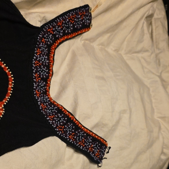 Free People Black and Orange Embroidered Crop Top - Picture 5 of 8